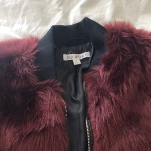 Burgundy Faux Fur Jacket
